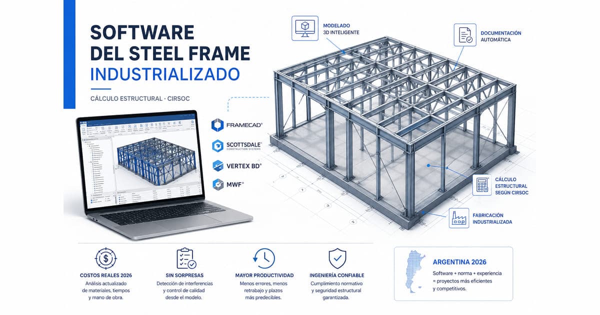 El software del steel frame industrializado: qué se usa, cuánto cuesta y por qué igual necesitás ingeniería (Argentina 2026)