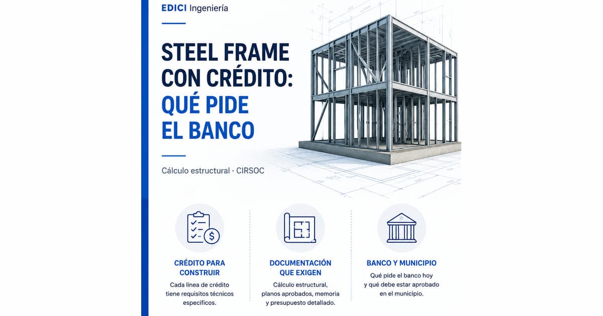 Steel frame con crédito: qué cálculo, planos y firma exige el banco y el municipio (y quién los hace)