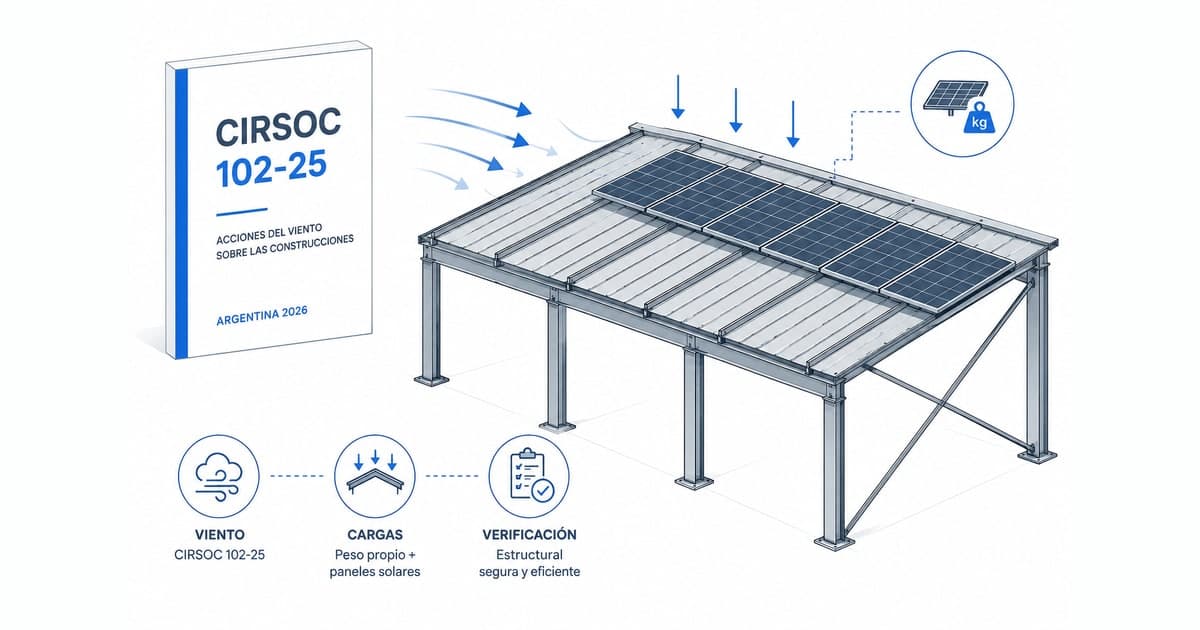Paneles solares sobre el techo de un galpón: cargas, viento y la verificación estructural que nadie te pide (Argentina 2026)