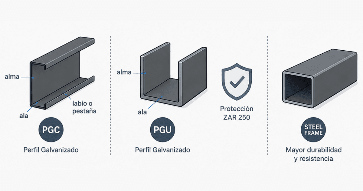 Perfiles de Steel Frame: PGC, PGU y por qué el galvanizado no se oxida