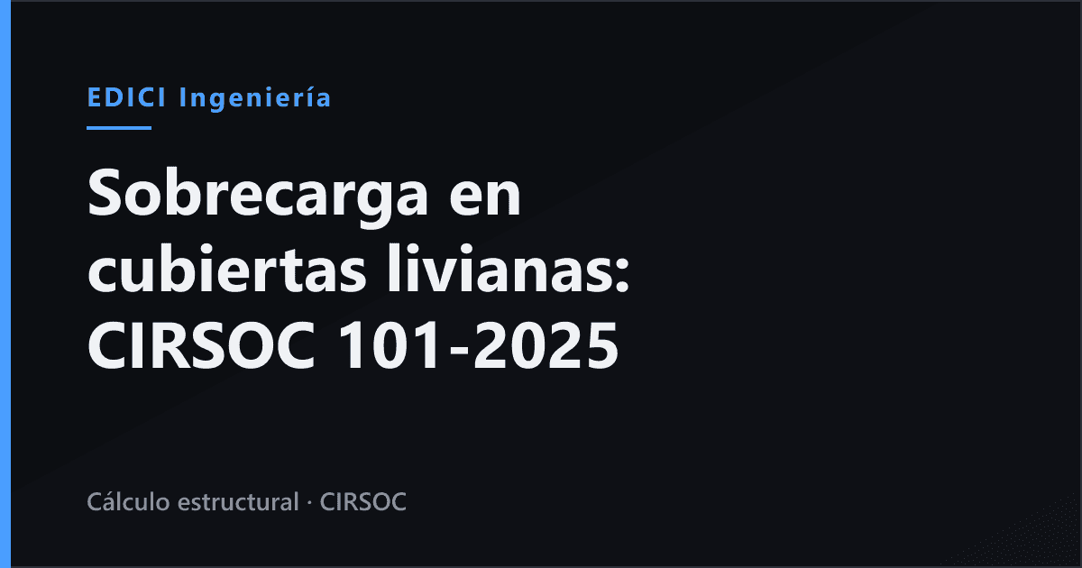 Sobrecarga en cubiertas livianas: el cambio del CIRSOC 101-2025 que las naves esperaban hace 20 años (art. 4.8.1)