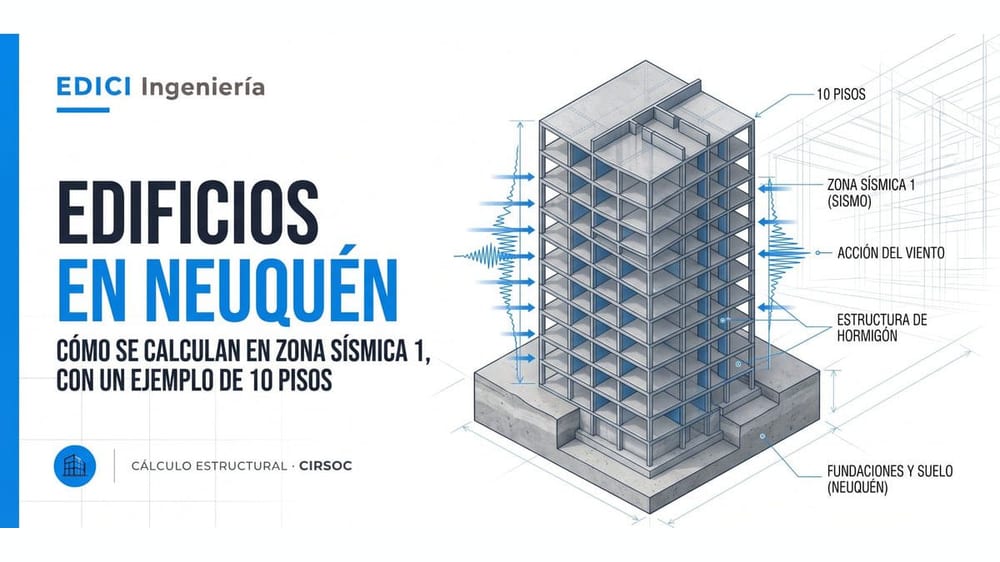 Edificios en Neuquén: cómo se calculan en zona sísmica 1, con un ejemplo de 10 pisos
