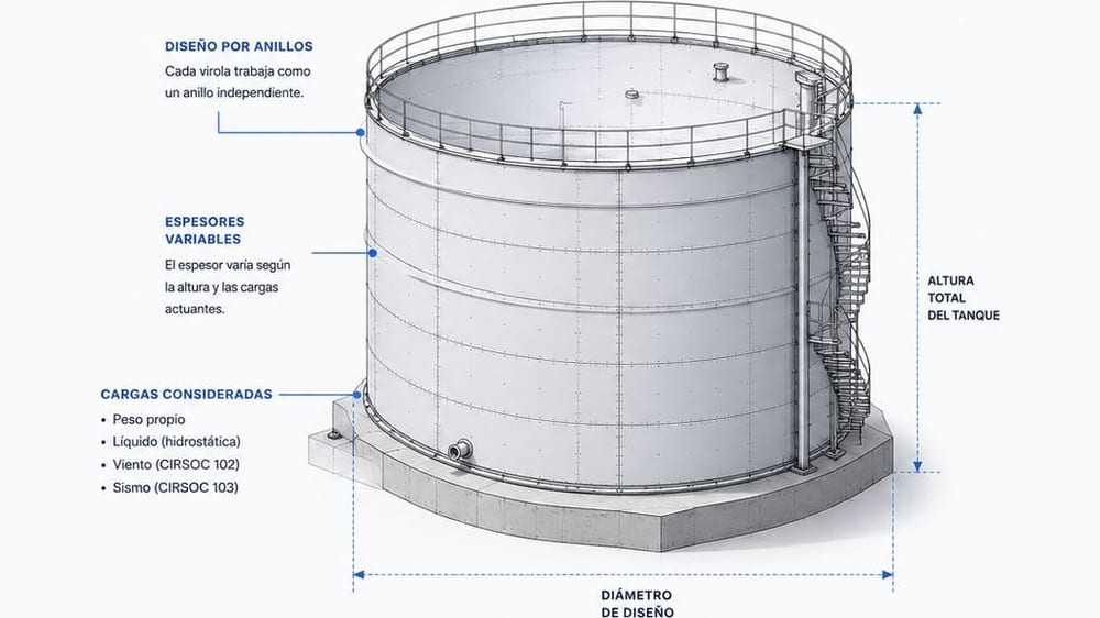 Virolas de un tanque API 650: qué son y cómo se calcula su espesor
