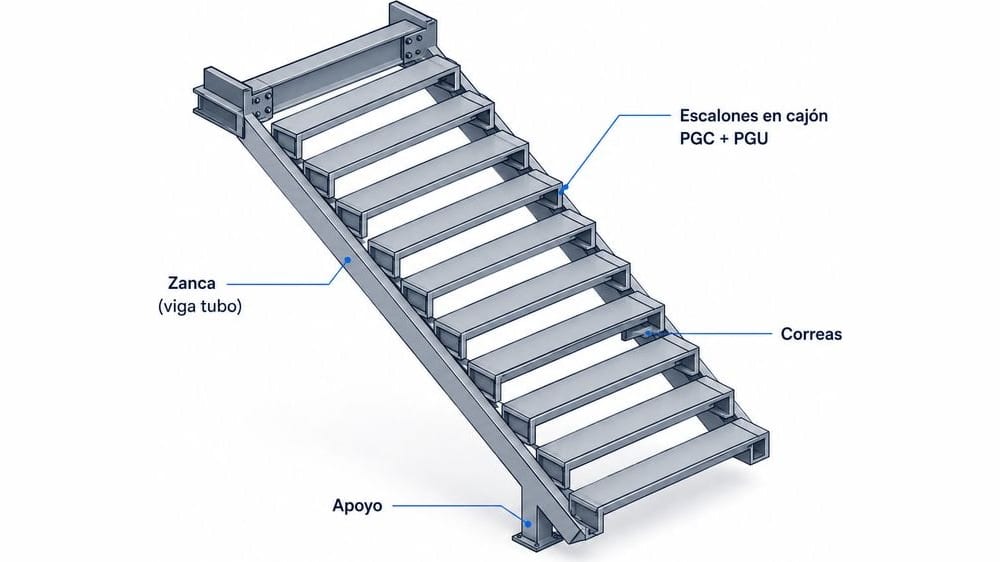 Escaleras en Steel Frame: cómo se estructuran, calculan y arman