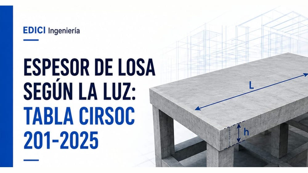 Espesor de losa según la luz: la tabla rápida del CIRSOC 201-2025