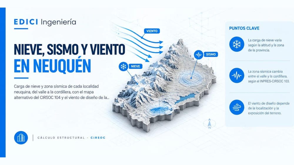 Nieve, sismo y viento en cada localidad de Neuquén: los valores de diseño del CIRSOC