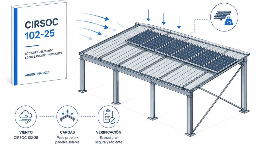 Paneles solares sobre el techo de un galpón: cargas, viento y la verificación estructural que nadie te pide (Argentina 2026)
