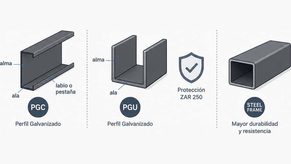 Perfiles de Steel Frame: PGC, PGU y por qué el galvanizado no se oxida