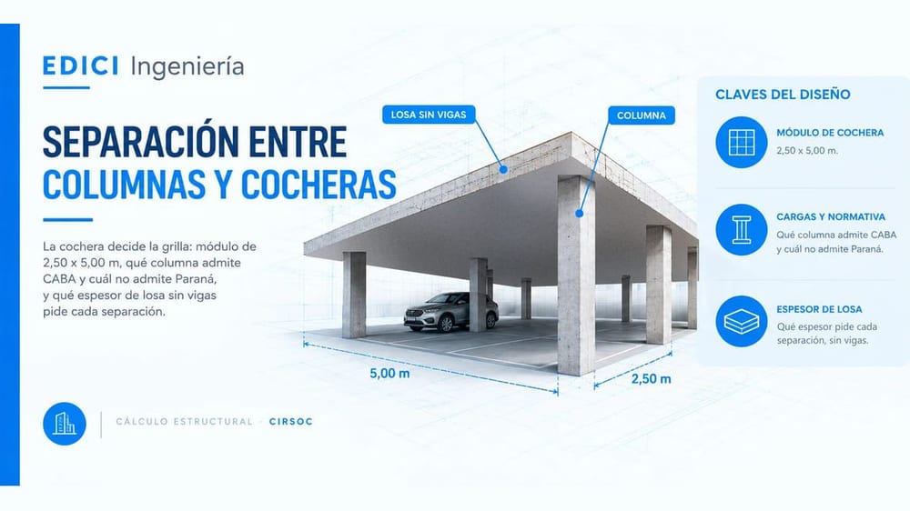 Separación entre columnas: cómo definir la grilla sin arruinar las cocheras