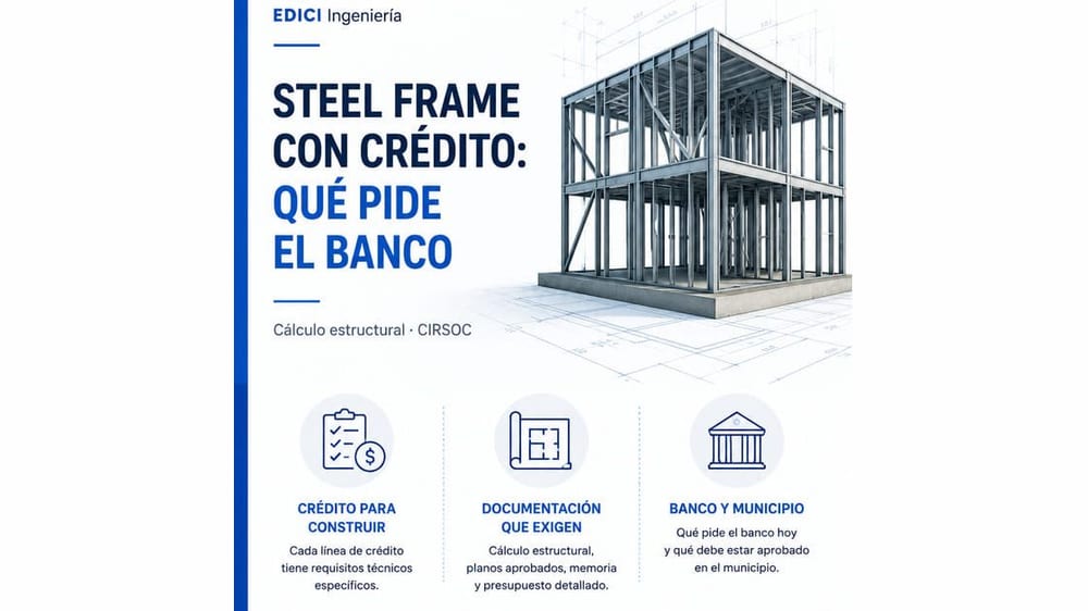 Steel frame con crédito: qué cálculo, planos y firma exige el banco y el municipio (y quién los hace)