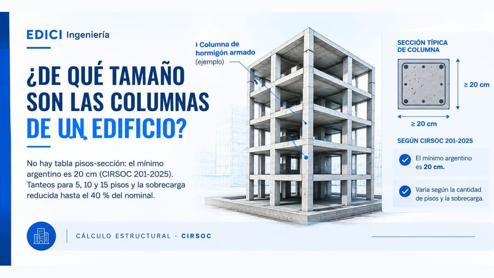 ¿De qué tamaño son las columnas de un edificio de 5, 10 y 15 pisos?