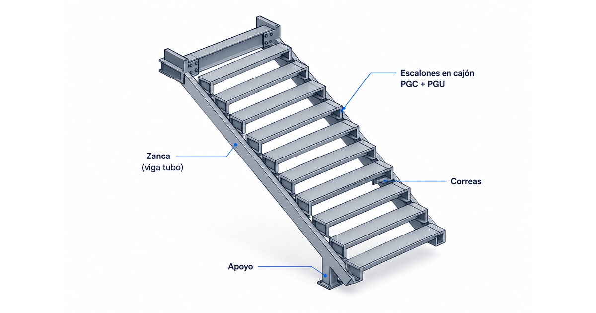 Escaleras en Steel Frame: cómo se estructuran, calculan y arman