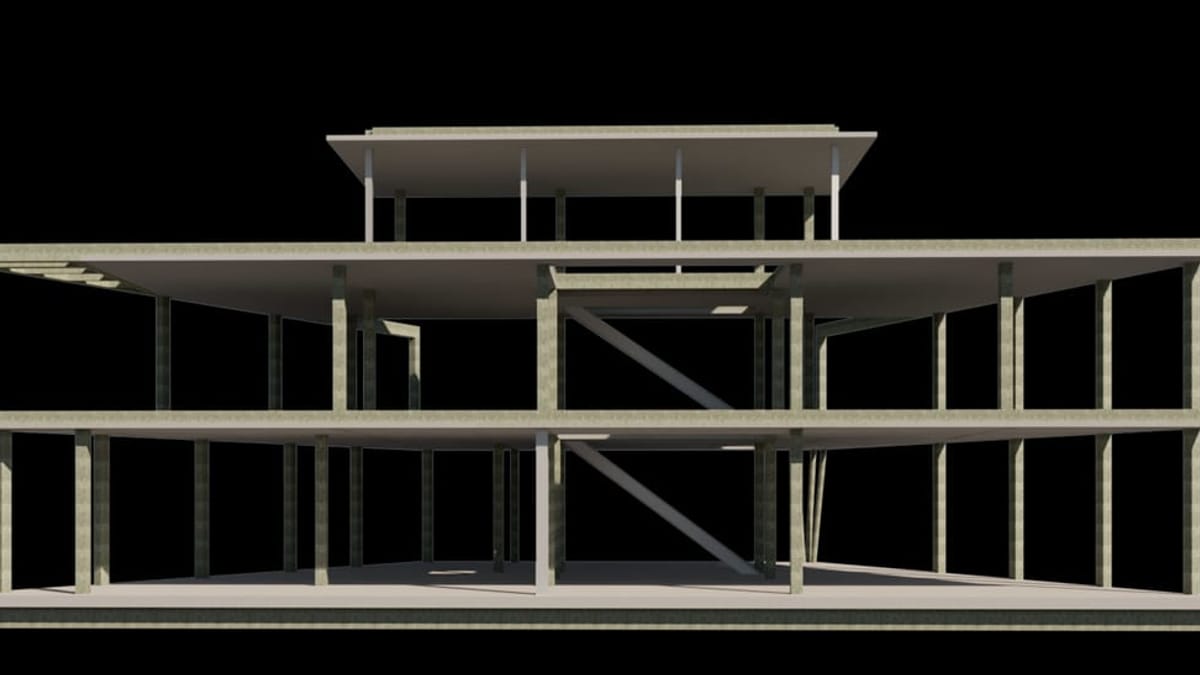 Render de estructura de hormigón armado